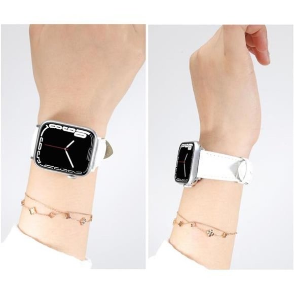 White Patent Leather Band for the Apple Watch - Final Sale  NEW White/Silver Leather Apple Watch Band